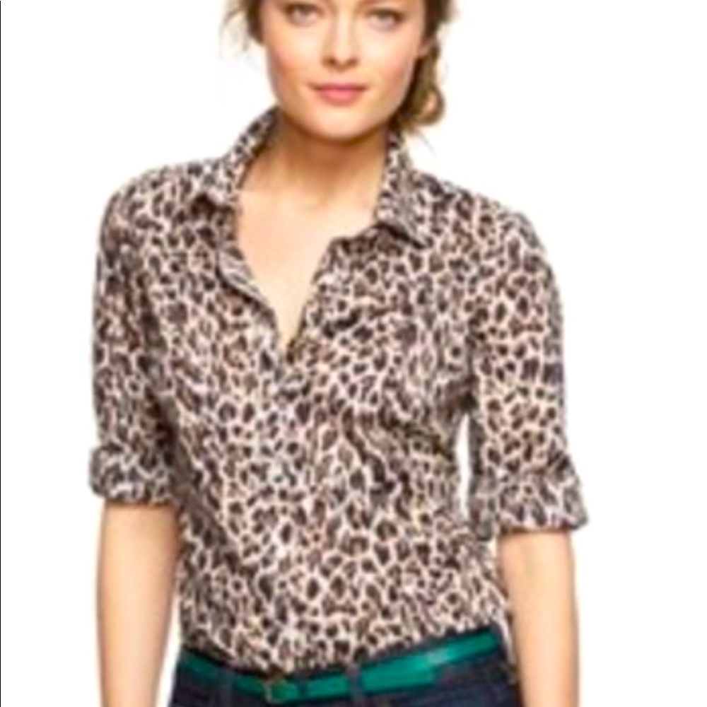 J.Crew Leopard Perfect Shirt